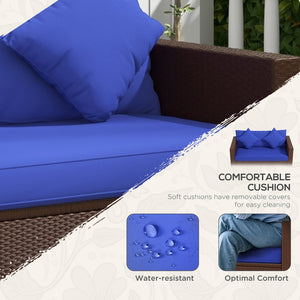 English Elm Outsunny Stylish 2-Seat Wicker Loveseat With Cushions & Throw Pillows For Outdoor Comfort & Durability W2225P217677-GIGA