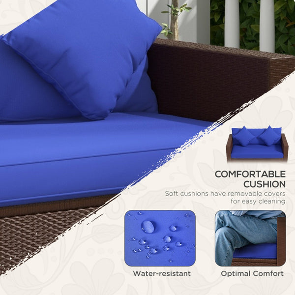 English Elm Outsunny Stylish 2-Seat Wicker Loveseat With Cushions & Throw Pillows For Outdoor Comfort & Durability W2225P217677-GIGA