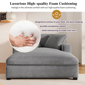 English Elm Mirod Oversized Chaise Lounge with Birch Legs Pillow Back Polyester Upholstered Seating Gray N760P196662E