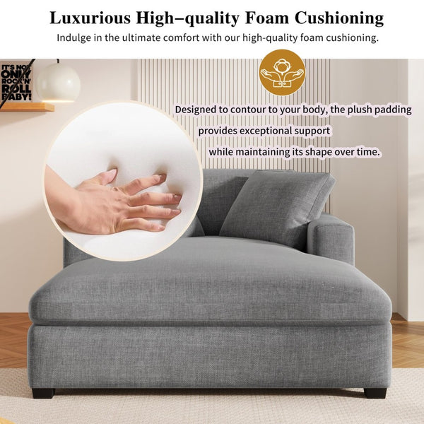 English Elm Mirod Oversized Chaise Lounge with Birch Legs Pillow Back Polyester Upholstered Seating Gray N760P196662E
