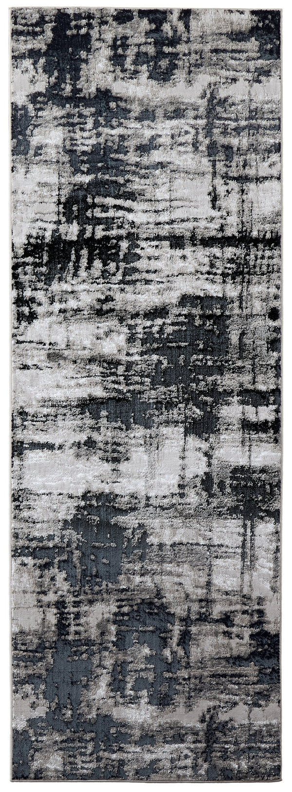 Feizy Rugs Micah Modern Abstract Area Rug - Durable Machine-made Soft Polyester For High Traffic Spaces Black,White,Gray Polyester,Polypropylene 6943339fblk000i71