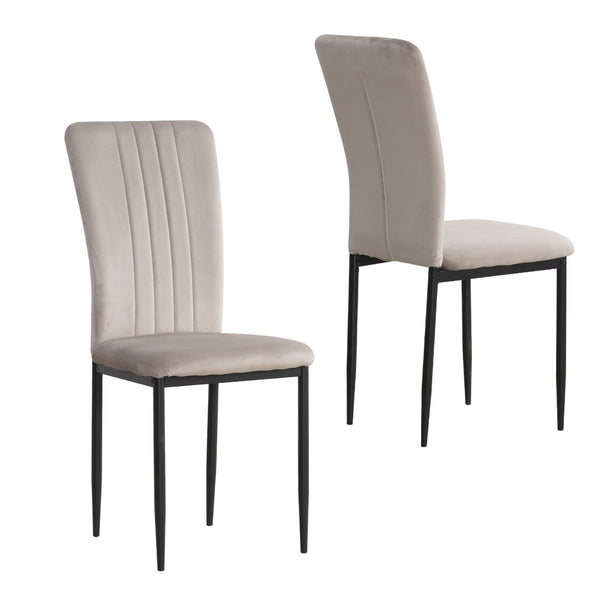 English Elm Dining Chair Set of 4 Velvet Upholstered Curved Back with Powder Coated Metal Legs Gray W3851P407807
