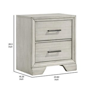 English Elm Jeni Two Drawer Wood Nightstand Rustic White Finish with Chrome Pulls Bedroom Storage B056P417052