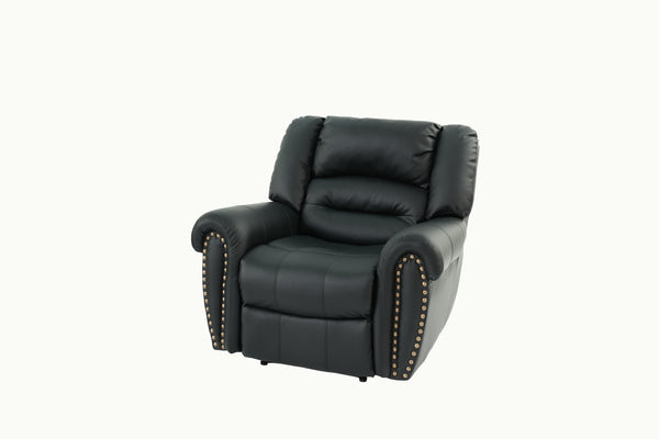 English Elm Modern Oversized Manual Recliner Chair Glider in Bonded Leather with Nailhead Trim and Plush Support Black 41 L x 31 W x 27 H B011P205581