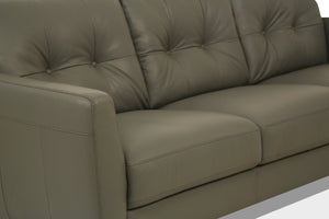 English Elm Radwan Italian Leather Sofa Tufted Mid-century Modern Three-seat Walnut Leg Living Room Dark Green B2726P496930