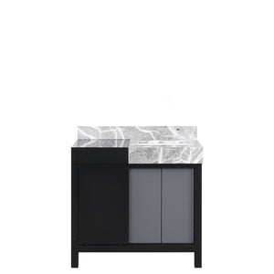 English Elm Black Black and Grey Bath Vanity 36 in W x 22 in D with Castle Grey Marble Top, Solid Wood Frame, Soft-Close Drawers, Scratch-Resistant Countertop, Pre-Drilled Faucet Hole B2731P261081