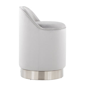 English Elm 18" Tufted Velvet Vanity Stool with 360 Swivel Base and Hidden Storage Compartment Chrome,Silver B202P471498