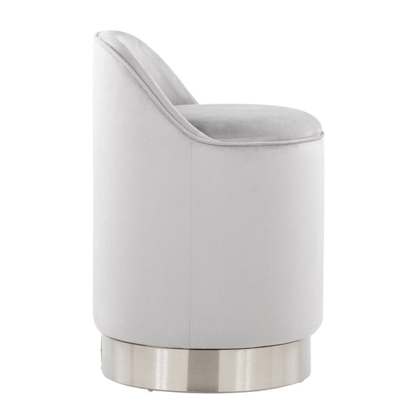 English Elm 18" Tufted Velvet Vanity Stool with 360 Swivel Base and Hidden Storage Compartment Chrome,Silver B202P471498