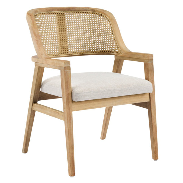 English Elm Mid-century Modern Dining Chairs Set of 2 Rattan Cane Back Rubberwood Upholstered Beige+Natural N768P411344N