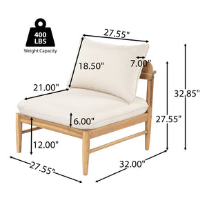 English Elm Terassi Solid Acacia Armless Outdoor Sofa Teak Finish Weatherproof Patio Seating N775P372827T