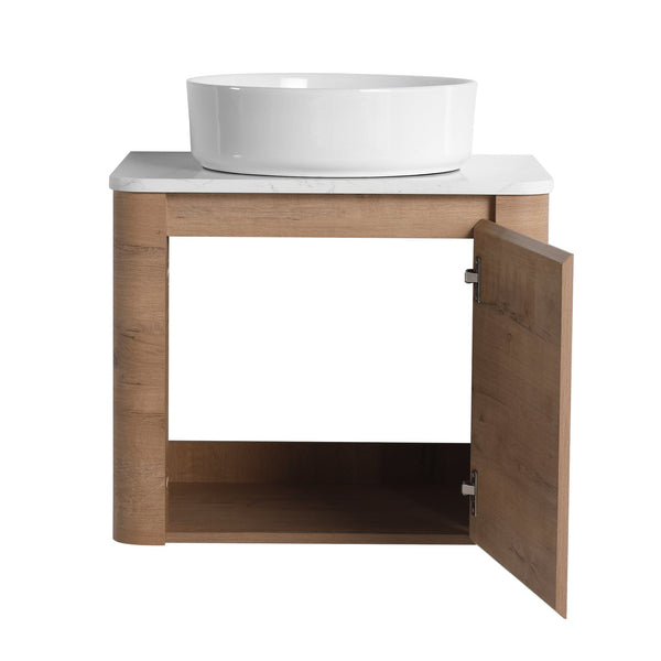 English Elm 24'' Wall-Mounted Bathroom Vanity With Stylish Ceramic Vessel Sink & Soft-Close Door For Small Spaces W999S00392