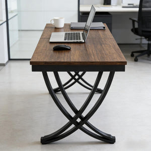 English Elm Computer Desk Two Person Wood Grain Workstation with Drawers for Shared Home Office T3971P453663