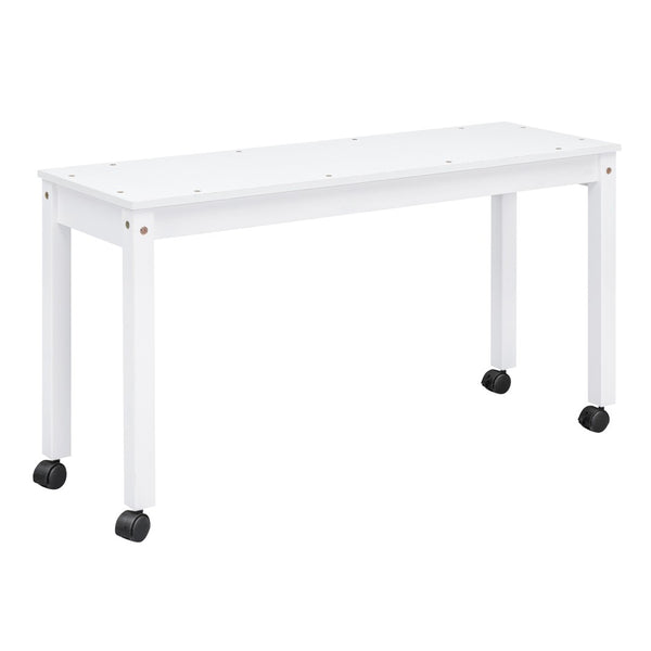 English Elm Full Size Kids Loft Bed Pinewood Frame Dual Study Desks Drawers and Open Shelving White LT000369AAK