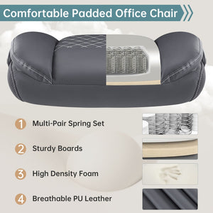 English Elm Leather Executive Desk Chair with Flip up Armrests Lumbar Support and Spring Cushion Grey T5339P459999