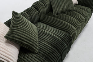 English Elm 114-Inch Oversized Corduroy Three-Seater Sofa With Movable Footstool - Luxurious Recliner Set W2795S00027