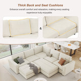 English Elm 121.3" Sectional Couch Sofa Bed Modular Sofa With Two Movable Ottomans For Living Room (Old Sku:N719S001640A), Beige