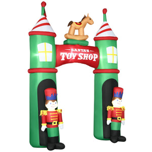 English Elm Outsunny 11.5Ft Christmas Inflatable Archway With Nutcracker Soldiers & Rocking Horse For Festive Yards W2225P229598-GIGA