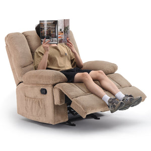 English Elm Oversized Rocking Rocker Recliner Chair with Ergonomic Support, Tool-Free 5-Minute Assembly Comfort Camel T3623P380121