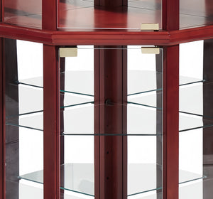 English Elm Lighted Glass Display Cabinet - Elegant Corner Curio With Adjustable Shelves & Integrated Lighting W1758P300136
