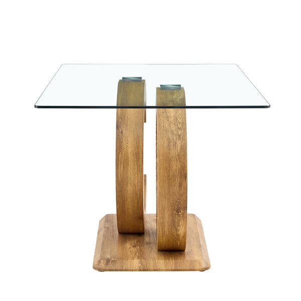 English Elm Large Modern Minimalist Rectangular Glass Dining Table For 6-8 People - Stylish & Durable Design W1151S04021