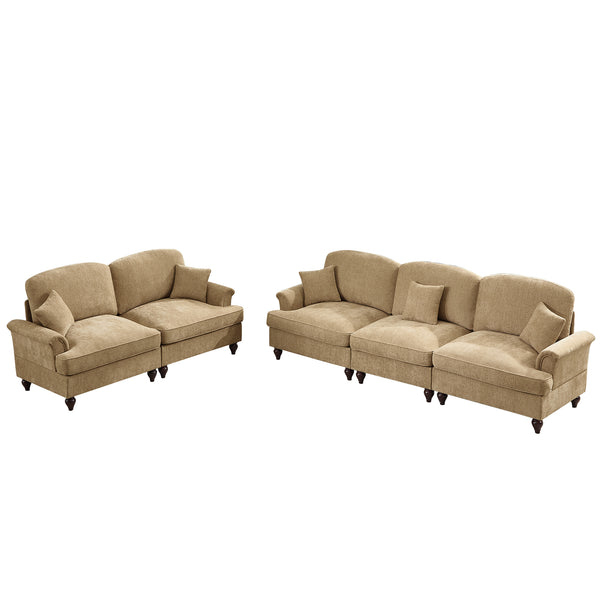 English Elm Classic 2-Piece Modular Couch Set With Flared Arms, Ruffled Skirts & Spindle Legs For Elegant Living W3041S00247