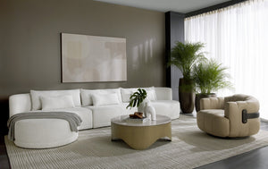 Sunpan Deva Hand-Woven Wool Rug - Artisan Crafted in Elegant Ivory and Beige, Unique Texture & Softness Ivory