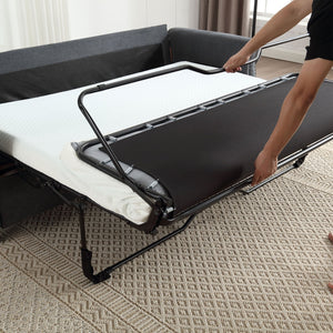 English Elm U_Style Convertible Sofa Bed Sleeper with Thick Foam & Pocket Springs, Space-Saving Dual Use Lounge Gray W2705S00012