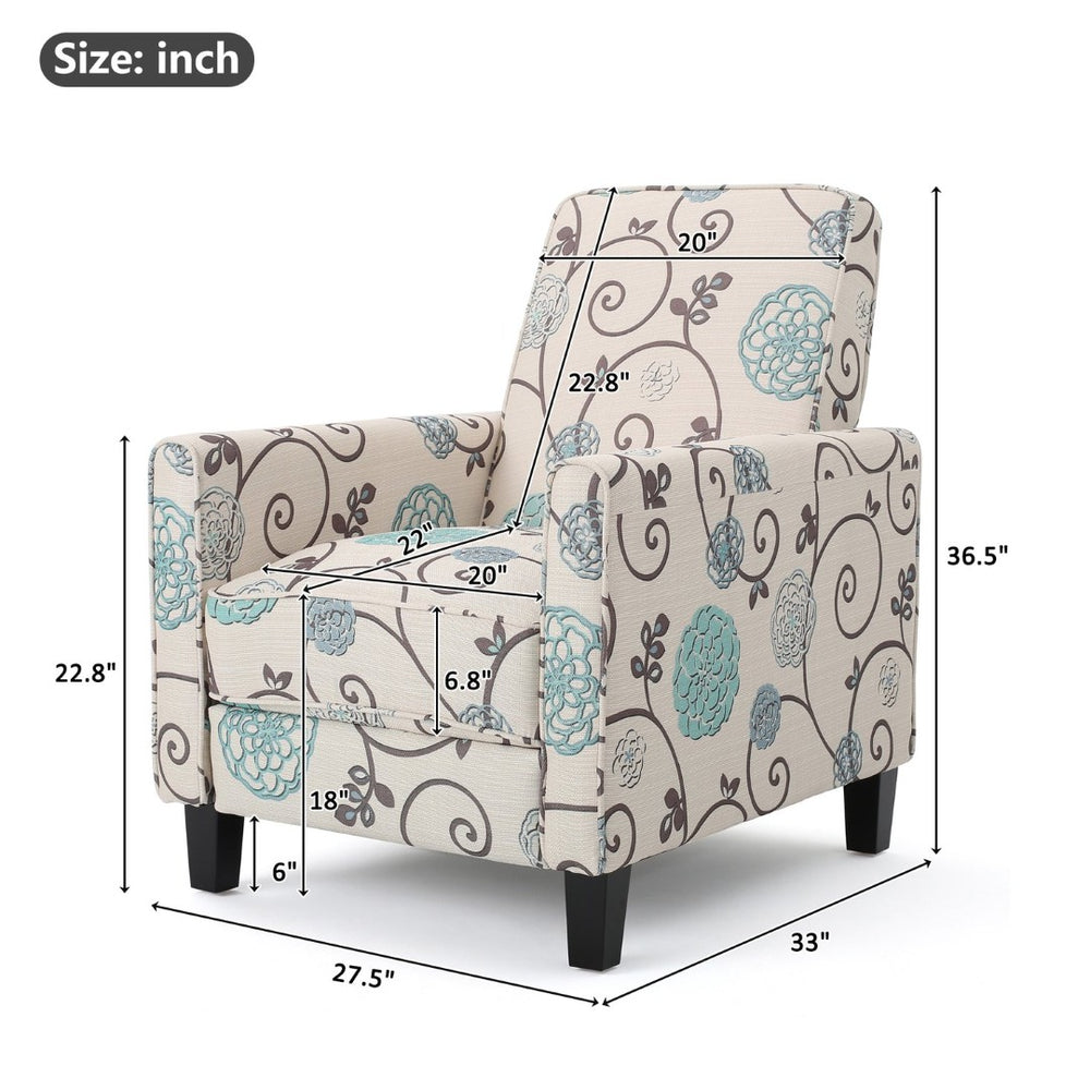 English Elm 27.5" Floral Push Back Recliner Beech Wood Legs Polyester Upholstered Lounge Armchair N763P410540K