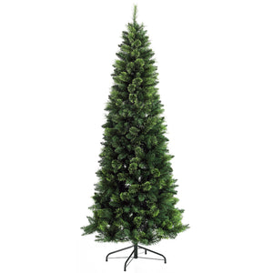 English Elm Homcom 7.5Ft Slim Pencil Artificial Christmas Tree With 1075 Branches, Auto Open & Steel Base Design W2225P229604