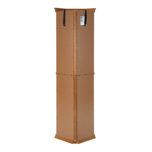English Elm Corner Curio Cabinet with Lighted Top, Mirrored Back, Tempered Glass Shelves, Walnut Finish Elegance Oak W1693P165016