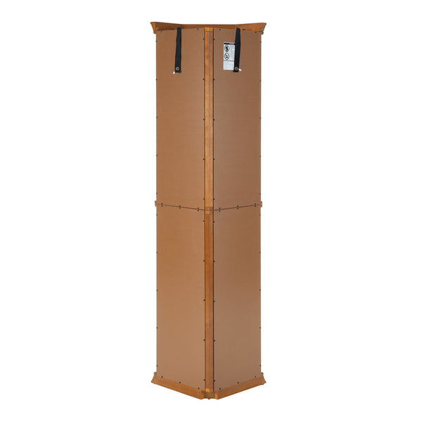 English Elm Corner Curio Cabinet with Lighted Top, Mirrored Back, Tempered Glass Shelves, Walnut Finish Elegance Oak W1693P165016
