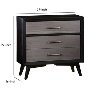 English Elm Contemporary Wooden Three Drawer Nightstand with Flared Legs for Modern Bedrooms B056P204752