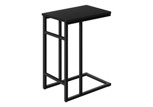 English Elm Accent Table, Modern C-Shaped Design For Versatile Use As Snack Or Laptop Stand, Black Finish B2710P218970