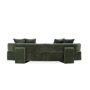 English Elm Verandah 112" Olive Green Chenille Sofa – Stylish Comfort For 4, Durable, Fully Assembled Design B365P398103-GIGA