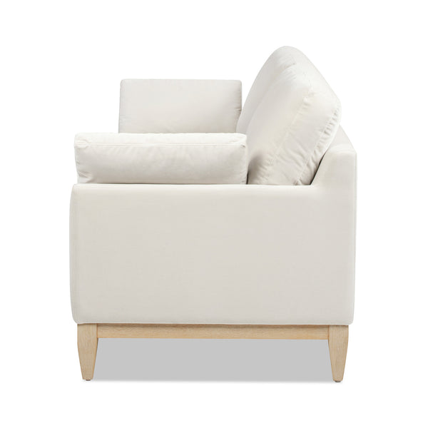 English Elm Jennifer Taylor Home - Pasadena Modern Farmhouse Sofa 75.5" Performance Velvet Upholstery, Sustainable Rubberwood Base Beige B2719P238338