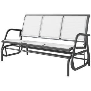 English Elm Outdoor 3 Seat Porch Glider Bench Powder Coated Steel Breathable Mesh Patio Swing T3971P420618