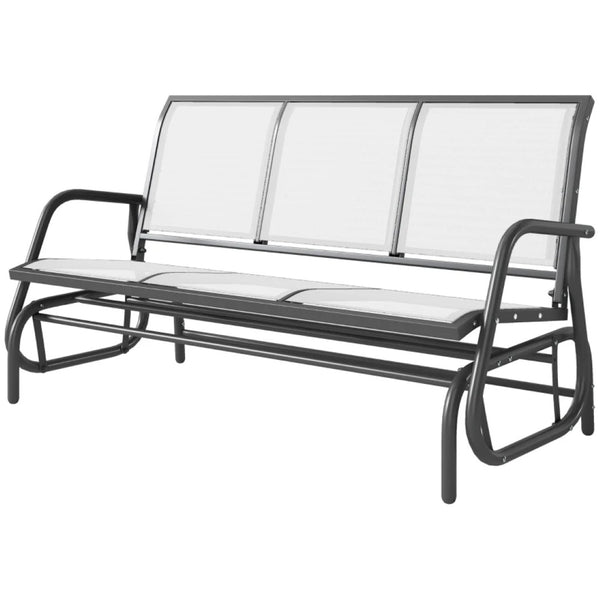English Elm Outdoor 3 Seat Porch Glider Bench Powder Coated Steel Breathable Mesh Patio Swing T3971P420618