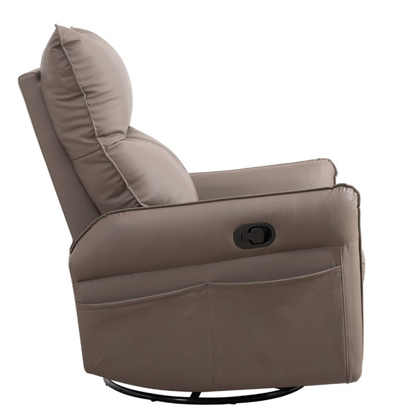 English Elm Pu Leather Swivel Glider Recliner with Footrest for Nursery Bedroom Lounge W1028115302
