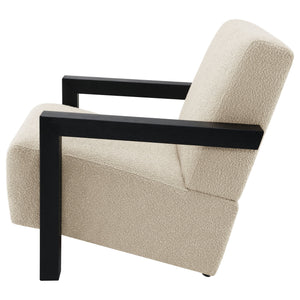 English Elm Bryant Modern Bouclé Accent Arm Chair with Angled Arms, Light Oak Legs — Cozy Textured Comfort B062P300018