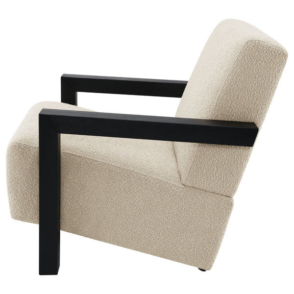 English Elm Bryant Modern Bouclé Accent Arm Chair with Angled Arms, Light Oak Legs — Cozy Textured Comfort B062P300018