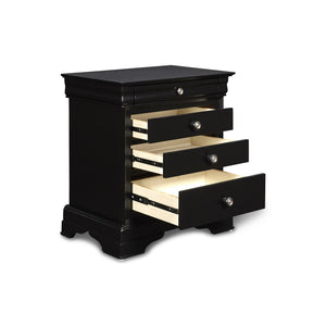 English Elm Doriea Black 4-Drawer Nightstand With Metal Pull Knob