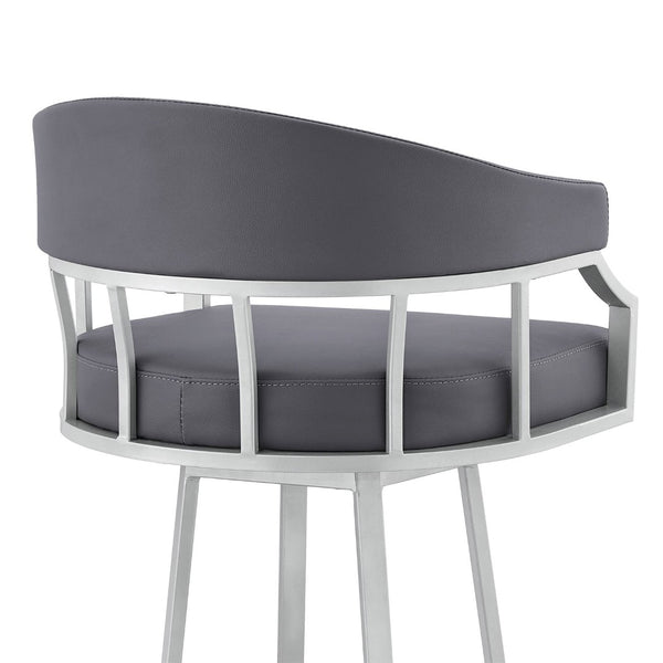 English Elm Velisse 30" Swivel Bar Stool In Slate Gray Faux Leather With Sturdy Silver Metal Base For Comfort B2736P268610-GIGA