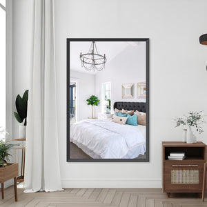 English Elm 60"X40" Oversized Modern Mirror With Black Aluminum Frame - Perfect For Bathroom, Living Room & More! W708P297668