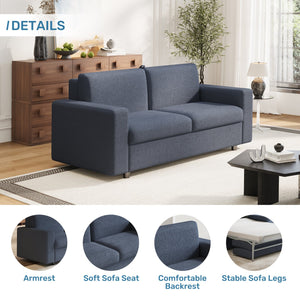 English Elm Pull Out Sofa Bed Full Size Sleeper Sofa with Memory Foam Dual-Layer Mattress, Space-Saving Loveseat Blue W3795P357860