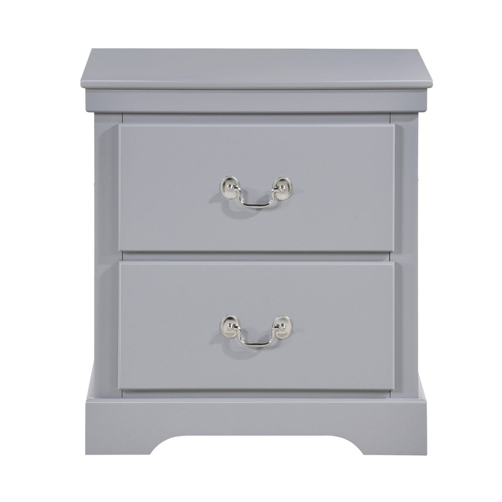 English Elm 1pc Traditional Two Drawer Nightstand Solid Wood Bedside Cabinet with Bail Hardware Gray B011P233734