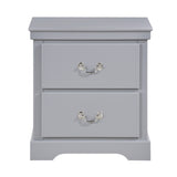 Classic Traditional 2-Drawer Nightstand in Gray Finish - Bedroom Furniture Wooden Bedside Table Cabinet