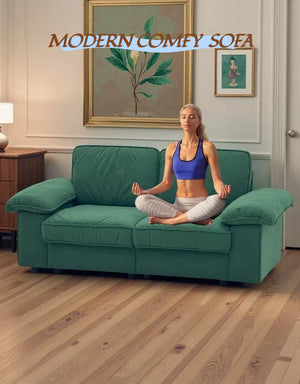 English Elm Fx-P20M-2S-Gr Green Velvet 2-Seater Loveseat With Hidden Storage - Stylish Sofa For Small Spaces W576S00230