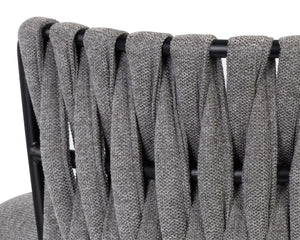 Sunpan Sarai Contemporary Barstool with Unique Weaved Backrest and Black Powder-Coated Steel Frame Belfast Koala Grey