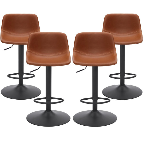 English Elm Adjustable Swivel Barstools Set of 2 Pu Leather Industrial Mid-century Kitchen Island Seating Brown T3623P430802