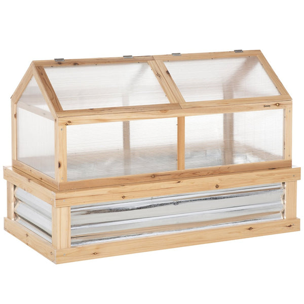English Elm Outsunny Raised Garden Bed With Polycarbonate Greenhouse, Versatile Cold Frame For Year-Round Growth W2225P200936-GIGA
